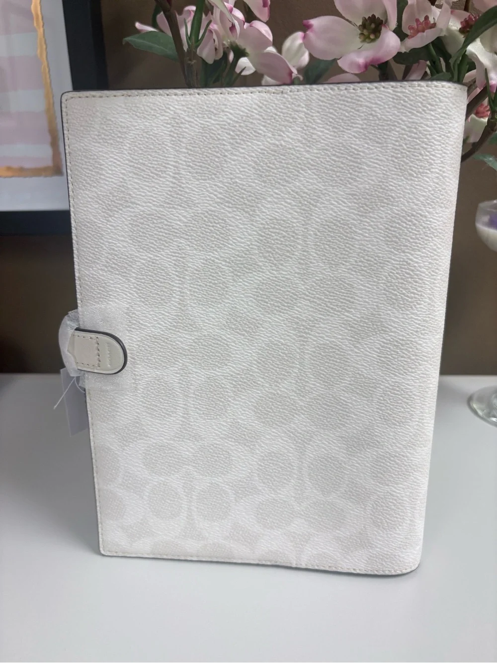 Coach Notebook In Signature Canvas in the Gold/White/Chalk - NWT